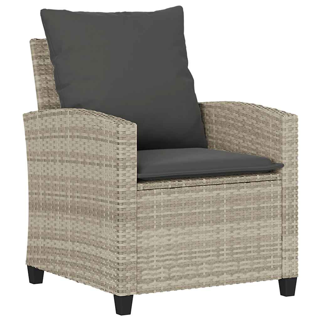 6-tlg. Garten-Sofagarnitur mit Kissen Hellgrau Poly Rattan